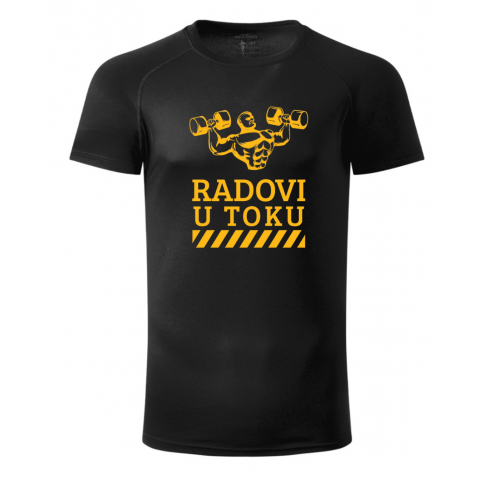Radovi u toku crna muska majica za trening