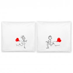 Jastuci u paru sa romantičnim motivom "Srce balon"